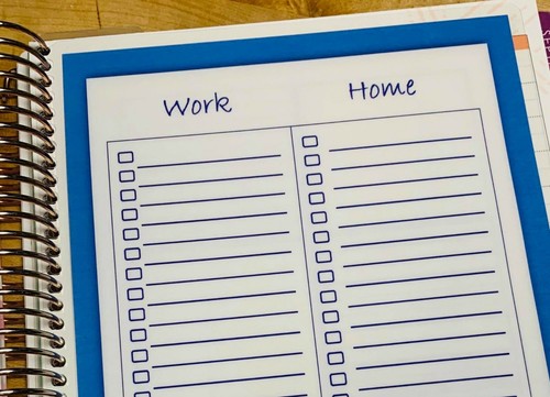 List - to, (lavoro/casa)