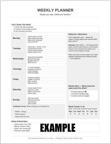 Planner digitale settimanale - settimanale, |